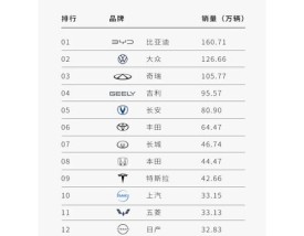 【新能源汽车品牌销量排行榜,新能源汽车销量排名第一】